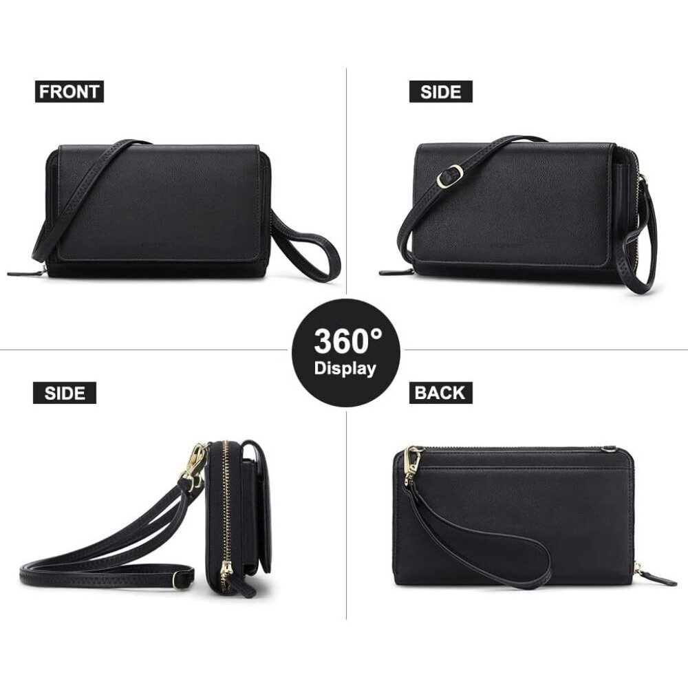 Women’s 01-black Leather Imported Zipper Purses Crossbody Bag - Picture 5 of 8